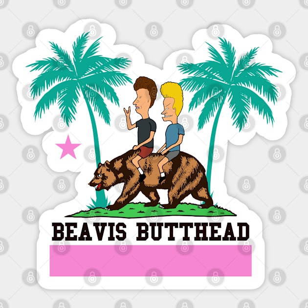 Beavis and Butthead riding California Sticker by WorldsFair